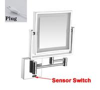 Homirrors-Miroir De Maquillage En Or Rose",8 Pouces,Grossissement 3x,Led,Extension De Bras,Carré,"Lumière Led - Type Chrome-Plug-Sensor