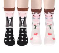 Homirty 2 Paires de Chaussettes de Mariage Amusantes, Chaussettes Cadeaux Mariage, Chaussettes Mariage Unisexes, Cadeaux de Mariage pour Les Mariés, Chaussettes Fantasie Drôles, Blanc et Gris