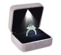 Homirty Boîte à Bagues avec LED, Boîte à Bagues Mariage, Coffret à Bague avec Interne LED, Bague Box pour Fiançailles, Boite Alliance Mariage, Ecrin Ring Box pour Proposition (Gris)