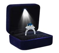 Homirty Boîte à Bagues avec LED, Boîte à Bagues Mariage, Coffret à Bague avec Interne LED, Bague Box pour Fiançailles, Boite Alliance Mariage, Ecrin Ring Box pour Proposition (Bleu)