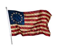 Homissor Drapeau américain teinté thé 13 étoiles 7,6 x 12,7 cm - Drapeau Betsy Ross 13 colonies Primitive Vintage USA Flags Bannière robuste