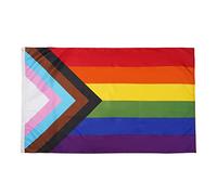 Homissor Drapeau arc-en-ciel Progress Pride de 1,2 x 1,8 m - Drapeau communautaire LGBT Gay Pride lesbienne transgenre bisexuel bannière résistante à la décoloration pour intérieur et extérieur