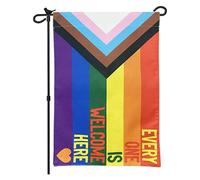 Homissor Drapeau de jardin Progress Pride « Every One is Welcome Here » - 30,5 x 45,7 cm - Double face