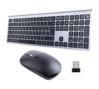 HomiTech Kit clavier et souris sans fil batterie rechargeable intégrée sans fil pour ordinateur PC tablette compatible Windows Android Mac 16 touches multimédias haute précision silencieux ergonomique