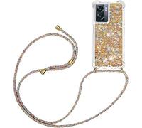 HomiTunky Collier pour Oppo A77 5G Coque Glitter Quicksands étui de téléphone avec Cordon, Tour de Cou Lanière en Corde Housse pour Smartphone Lanyard Case - Cover Necklace Stylée