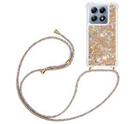 HomiTunky Collier pour Xiaomi 14T Pro 5G/ Xiaomi 14T 5G Coque Glitter Quicksands étui de téléphone avec Cordon, Tour de Cou Lanière en Corde Housse pour Smartphone Lanyard Case - Cover Necklace Stylée