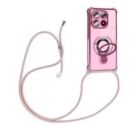 HomiTunky Coque pour Motorola Moto G37 5G/G47 5G avec Cordon de Collier | Protection Transparente Crystal Glitter Silicone avec Collier Antichoc Étui avec Support Housse Etui, Or Rose