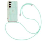 HomiTunky Coque pour Oppo A5X 5G avec Cordon de Collier, Cover Transparente Silicone TPU Bumper Etui Housse avec Cordon Réglable Téléphone Lanyard Case Collier，Vert