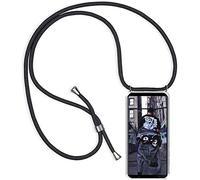 HomiTunky Coque pour Realme P4 Lite avec Cordon de Collier, Cover Transparente Silicone TPU Bumper Etui Housse avec Cordon Réglable Téléphone Lanyard Case Collier，Noir