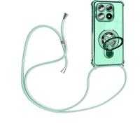 HomiTunky Coque pour Samsung Galaxy S26 Ultra 5G avec Cordon de Collier, Cover Transparente Silicone TPU Souple avec Support Annulaire Lanière Réglable Longueur Chaîne Lanyard Etui, Vert