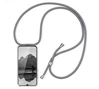 HomiTunky Coque pour Xiaomi 15T Pro 5G avec Cordon de Collier, Cover Transparente Silicone TPU Bumper Etui Housse avec Cordon Réglable Téléphone Lanyard Case Collier，Gris