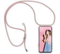 HomiTunky Coque pour ZTE Blade A73 4G avec Cordon de Collier, Cover Transparente Silicone TPU Bumper Etui Housse avec Cordon Réglable Téléphone Lanyard Case Collier，Or Rose