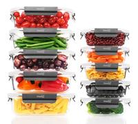 Homiu Lot de 10 boîtes alimentaires en verre avec couvercles | Boîtes hermétiques en verre pour la préparation des repas | Sans BPA anti-fuite | Boîtes à déjeuner réutilisables qui passent au