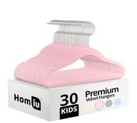 Homiu Lot de 30 cintres antidérapants en velours pour enfants | Cintres ultra fins et peu encombrants en velours pour bébés | Crochet rotatif à 360 degrés, cintres robustes pour vêtements de bébé
