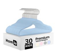 Homiu Lot de 30 cintres antidérapants en velours pour enfants - Cintres ultra fins et peu encombrants - Crochet rotatif à 360 degrés - Cintre robuste pour vêtements de bébé (bleu)
