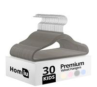 Homiu Lot de 30 cintres antidérapants en velours pour enfants | Cintres ultra fins et peu encombrants en velours pour bébés | Crochet rotatif à 360 degrés, cintres robustes pour vêtements de bébé
