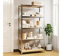 homiuse 100 x 50 x 200 cm - Étagère de rangement pour charges lourdes - Avec 5 tablettes réglables en hauteur - Pour cave, garage, petite étagère murale - 175 kg par étage - En acier argenté