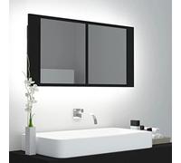 homiuse Armoire De Salle De Bain à Miroir à LED Noir 90x12x45 CM Miroir Mural Miroir Maquillage avec 2 Étagères Meuble Miroir Durable Beau Couleur De Lumière Variable Style