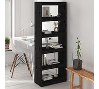 homiuse Bibliothèque en Bois Armoire à Vitrine pour Salon Chambre à Coucher Bureau ou Cuisine Cloison de Séparation Décoration de Maison Noir 60x30x167,5 cm