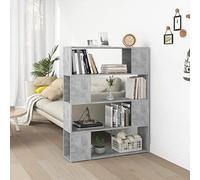 homiuse Bibliothèque Gris Béton 100x24x124 cm Cloison de Séparateur Design Classique Armoire à Livres Etagère Rangement Meuble Salon Bureau pour Magazines Livres DVD Cadres Photo