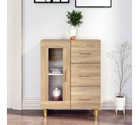 homiuse Buffet 69.5x34x90cm Crédences Entrée Chambre Commode Meuble de Rangement Salon Vaisselier pour Cuisine Dispose de 1 Porte et de 3 Tiroirs Chêne Sonoma Bois d'ingénierie Facile à Nettoyer