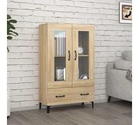 homiuse Buffet 70x31x115cm Crédences Entrée Chambre Style Moderne Commode Meuble de Rangement Salon Vaisselier pour Cuisine Dispose de Deux Compartiments et d'un Tiroir Chêne Sonoma Bois d'ingénierie