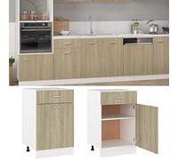 homiuse Commode à tiroirs en bois chêne Sonoma - 50 x 46 x 81,5 cm - Commode industrielle - Deux étagères et un tiroir sans bureau