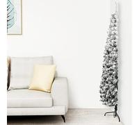 HOMIUSE Demi Sapin de Noël Artificiel Mince avec Neige floquée 180 cm Vert et Blanc Arbre de Noël Artificiel Décorations de Noël Fairytrees Sapin de Noel Christmas Tree Interieur
