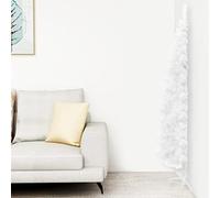 HOMIUSE Demi Sapin de Noël Artificiel Mince avec Support Blanc 180 cm Arbre de Noël Artificiel Décorations de Noël Fairytrees Sapin de Noel Réaliste Christmas Tree Interieur