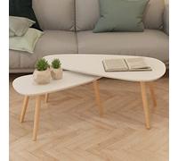 Homiuse Ensemble de Tables Basses 2 pcs en Bois de Pin Massif Blanc - Table Basse de Salon - Tables Gigognes 100x50x40 cm