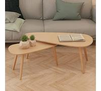 Homiuse Ensemble de Tables Basses 2 pcs en Bois de Pin Massif Marron - Table Basse de Salon 100x50x40 cm - Tables Gigognes