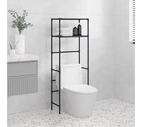 homiuse Etagère de Salle de Bain 2 Niveaux Noir 53,5x28x143 cm Meuble Toilettes WC Rangement Machine a Laver Support de Rangement au-Dessus Lave-Linge Stocker Détergent Lessive Shampooing