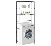 homiuse Etagère de Salle de Bain 3 Niveaux Noir 69x28x169cm Meuble Toilettes WC Rangement Machine a Laver Support de Rangement au-Dessus Lave-Linge Stocker Détergent Lessive Shampooing
