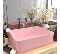 HOMIUSE Lavabo de Luxe Rose Mat 41x30x12 CM CéRamique Vasque à Poser Salle de Bain Lavabo Salle de Bain Lavabo à Poser Sur Meuble Lavabo Wc Garage la Cuisine Lavabo sur Table Rectangulaire