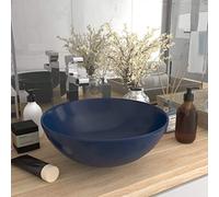 HOMIUSE Lavabo de Salle de Bain CéRamique Bleu Foncé Rond Vasque à Poser Salle de Bain Lavabo Salle de Bain Lavabo Wc Lave-Mains éVier-Lavabo à Poser Sur Meuble Lavabo sur Table 28x10 cm
