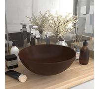 HOMIUSE Lavabo de Salle de Bain CéRamique Marron Rond Vasque à Poser Salle de Bain Lavabo Salle de Bain Lavabo Wc Lave-Mains éVier-Lavabo à Poser Sur Meuble Lavabo sur Table 28x10 cm