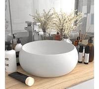 HOMIUSE Lavabo Rond de Luxe Blanc Mat 40x15 CM CéRamique Vasque à Poser Salle de Bain Lavabo Salle de Bain Lavabo Wc Lave-Mains éVier-Lavabo à Poser Sur Meuble Forme Ronde Lavabo sur Table