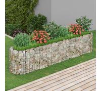 homiuse Lit SuréLevé à Gabion 260x50x50 CM Jardin Exterieur Mur en Gabion JardinièRe Claustra Exterieur Decoration Jardin pour Les Zones Commerciales Et RéSidentielles Pratique Et Beau Argenté