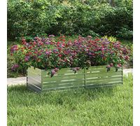 homiuse Lit Surélevé de Jardin 160x80x45cm Argenté Lit de Jardin Large Espace Pot de Fleur Plant pour Balcons ou Patios Potager de Jardin Lit de Plantation en Acier Galvanisé Robuste