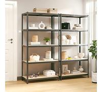 homiuse Lot de 2 étagères de rangement, 90 x 40 x 180 cm, avec 5 tablettes réglables en hauteur, pour charges lourdes, pour cave, garage, petite étagère murale, étagère décorative, 175 kg par étage,