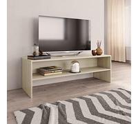 homiuse Meuble TV Chêne Sonoma 120x40x40 cm Aggloméré Bibliothèque Style Classique Support de TV Table TV Meuble Salon Armoire TV Chambre Meuble de Télévision Etagère à Livres