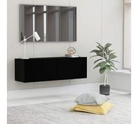 homiuse Meuble TV Noir 100x30x30 cm Aggloméré Meuble de Télévision Robuste Armoire Stéréo Bibliothèque Salon Etagère Rangement Livres Magazines DVD Autres Articles Meuble Chambre