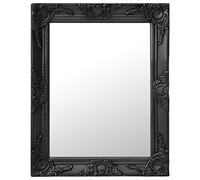 homiuse Miroir mural de style baroque - 50 x 60 cm - Noir - Grand miroir vintage - Pour fenêtre - Shabby Chic - Pour salle de bain, couloir - Décoration murale