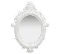Homiuse Miroir mural style Château 56x76 cm blanc en bois - Design ovale baroque Art Déco vintage pour toilette, salon ou chambre