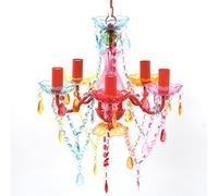 homiuse Plafonnier Crystal Light 5 Ampoules Multicolore Lustre Chambre Conception Classique Lampe de Plafond Suspension Luminaire pour Maison Salle à Manger Hôtel Restaurant