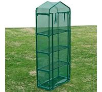 HOMIUSE Serre avec 4 Etagères 69x32x160 cm Vert Serre de Jardin Exterieur Protége Culture de Plantes Serre Potager dans la Cour, Le Balcon, la Terrasse PVC Facile à Assembler