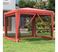 HOMIUSE Tente de réception, rouge, 3 x 3 m, 3 x 3 m, étanche, stable, résistante à l'hiver, pliable, pour barbecue, stand de vente, tonnelle de jardin, tente de fête, grande tente à bière, PEHD, avec