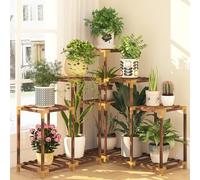 HOMKIRT Support pour plantes d'intérieur et d'extérieur, étagère d'angle à 12 niveaux en bois pour plusieurs plantes, grand support d'échelle, support de fleurs pour salon, terrasse, porche