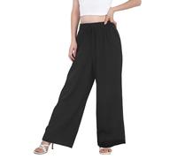 HomKuch Pantalon de Femme Large Jambe Palazzo Loisirs élastique à Cordon Pantalon de Salon lâche