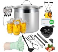 HOMKULA Marmite à Conserves en Acier Inoxydable avec Grille et Couvercle - Grand Stérilisateur pour Bocaux - Kit Complet pour Débuter les Conserves Maison (Noir, 19 L)